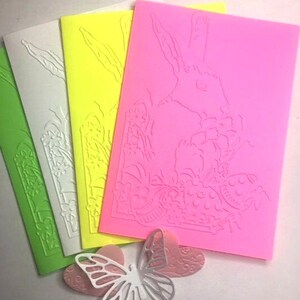 embossed cards. Easter cards, white embossed cards, colorful emboss, embossing, rabbit cards