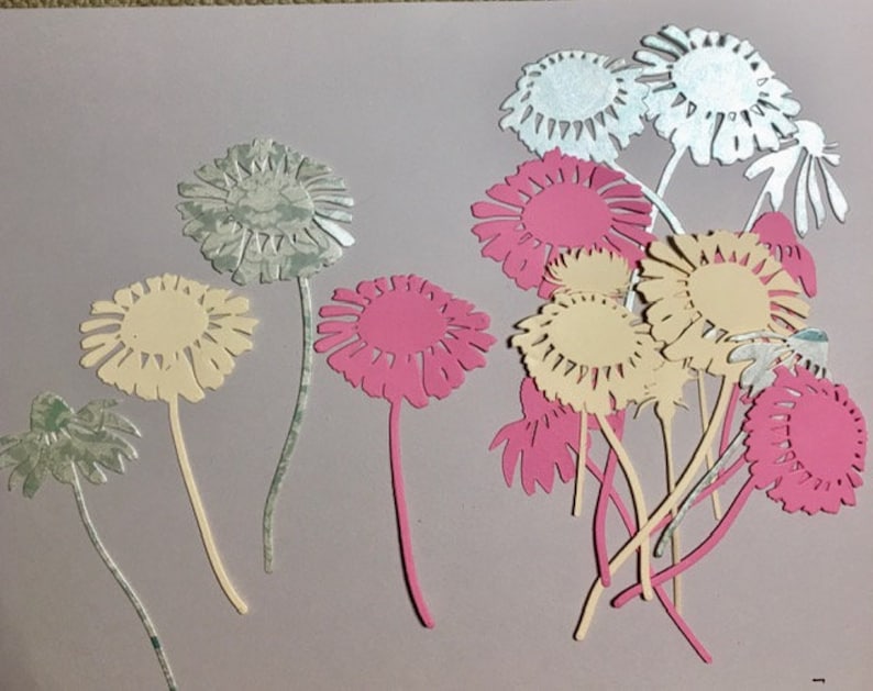 40 Die Cut Flowers, Wildflower Die Cuts, Chrysanthemum Flower Die Cuts, Daffodil Die Cuts
