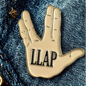 LLAP - Live Long and Prosper - Star Trek Enamel Lapel Pin With Vulcan Hand Salute