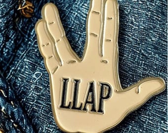 LLAP - Live Long and Prosper - Star Trek Enamel Lapel Pin With Vulcan Hand Salute