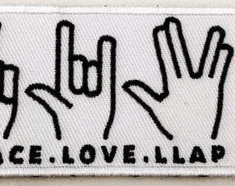 Peace. Love. LLAP with Hand Gestures Embroidered Patch