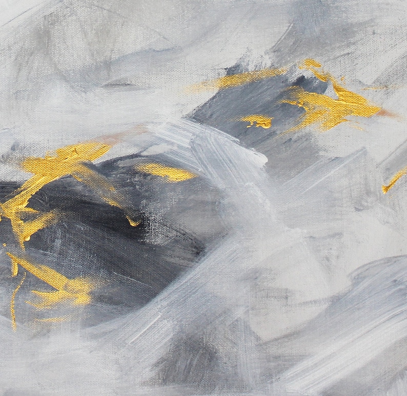20x30 Large Gray Gold Original Abstract Canvas Wall Art Etsy