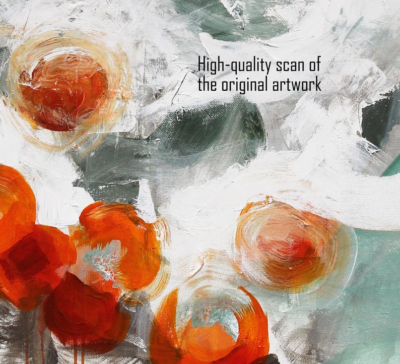 30x24, 16x20, 8x10 Abstract Orange Still Life Wall Art Print Printable