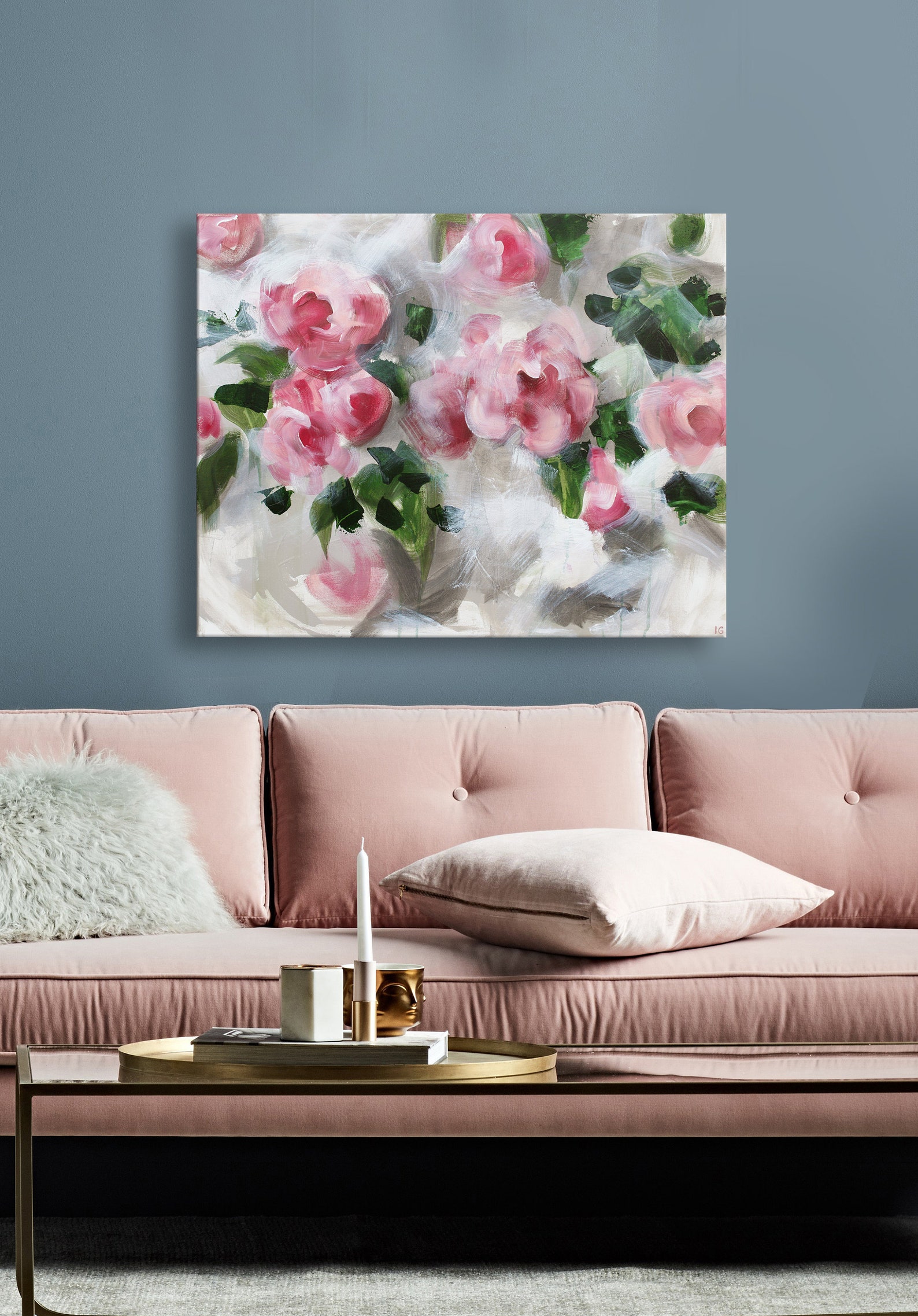 24x30 Original Canvas Peonies Painting Floral Wall Art Bedroom | Etsy