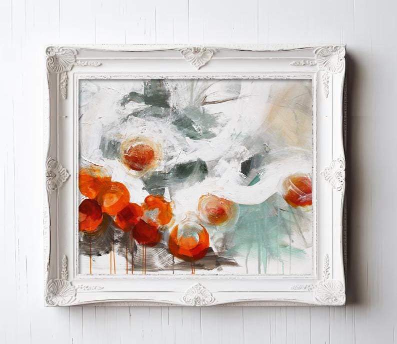 30x24, 16x20, 8x10 Abstract Orange Still Life Wall Art Print Printable
