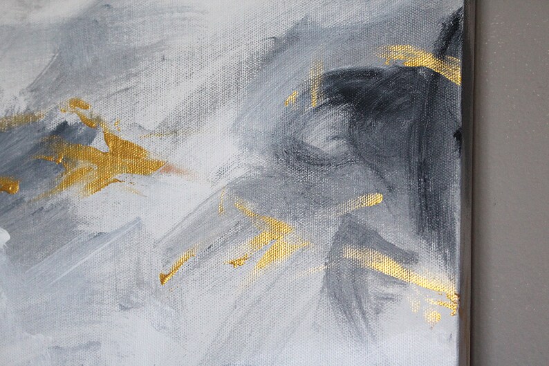 20x30 Large Gray Gold Original Abstract Canvas Wall Art Etsy