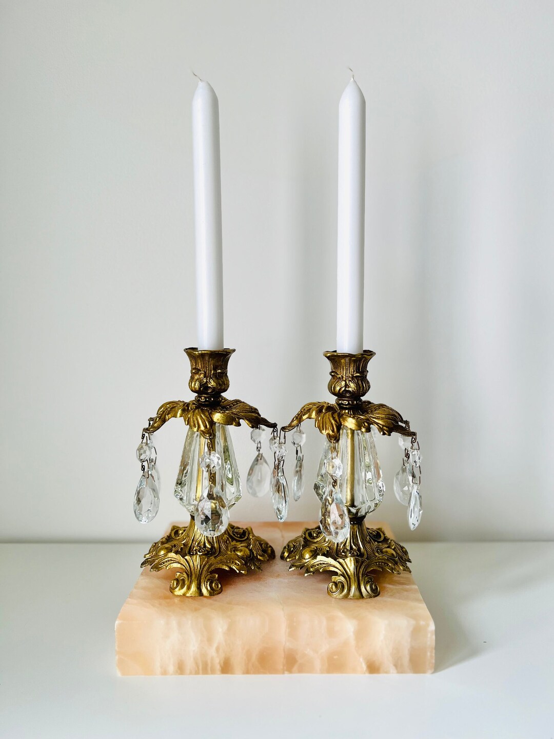 Vintage Crystal Candlestick Holders Etsy