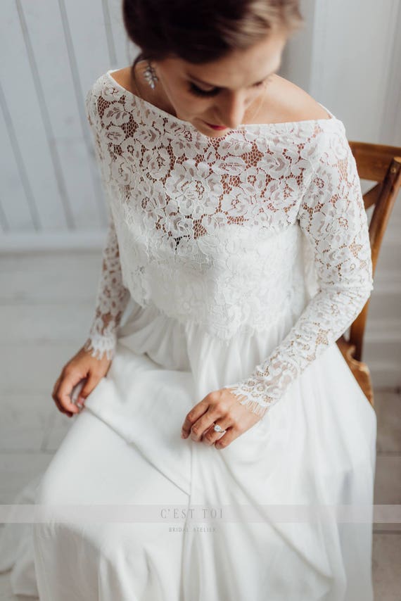 lace wedding dress topper with sleeves