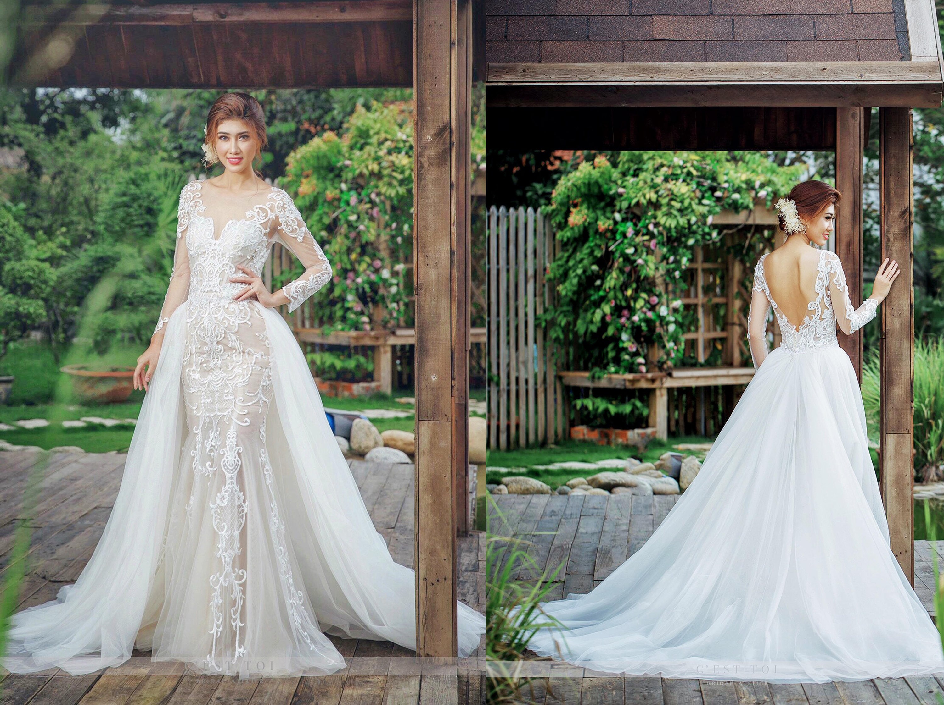 bridal overskirt train