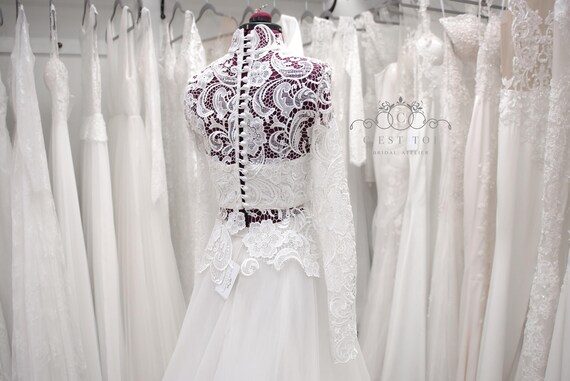 peplum lace wedding dress
