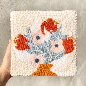 A Bouquet for You // Punch needle wall hanging/ Punch needle art/ Fiber art wall decor