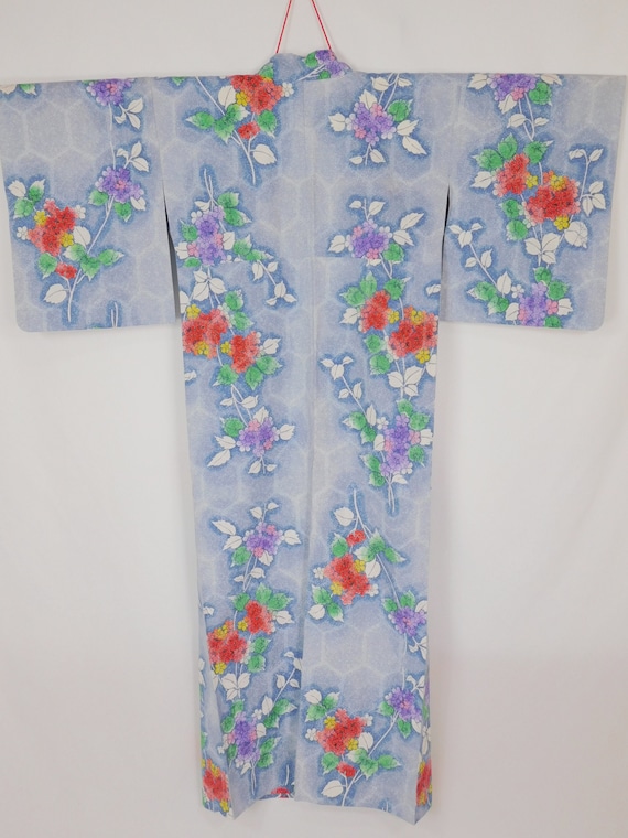 Vintage Japanese YUKATA 【Used】 Cotton Flower patt… - image 2