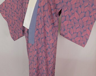 Vintage Japanese Kimono JUBAN 【Used】 Polyester Leaf pattern 　 ET418