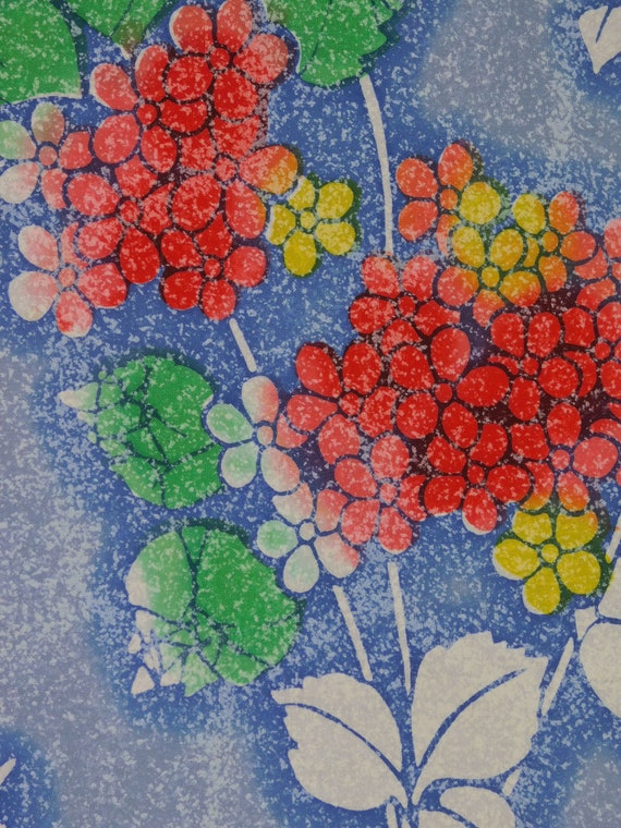 Vintage Japanese YUKATA 【Used】 Cotton Flower patt… - image 4