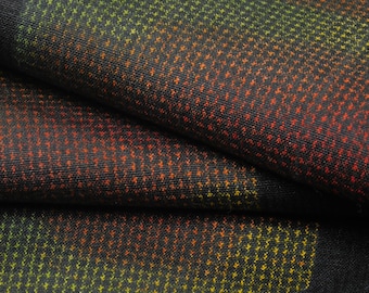 Vintage Japanese Kimono Fabric【Used】 Silk (TSUMUGI)  Kasuri pattern Geometric pattern 　 62.8×14.9 inch　 ET757
