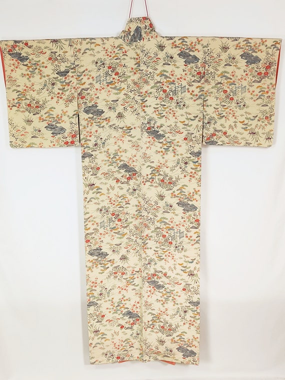 Vintage Japanese Kimono 【Used】 Silk Chirimen Kata… - image 2