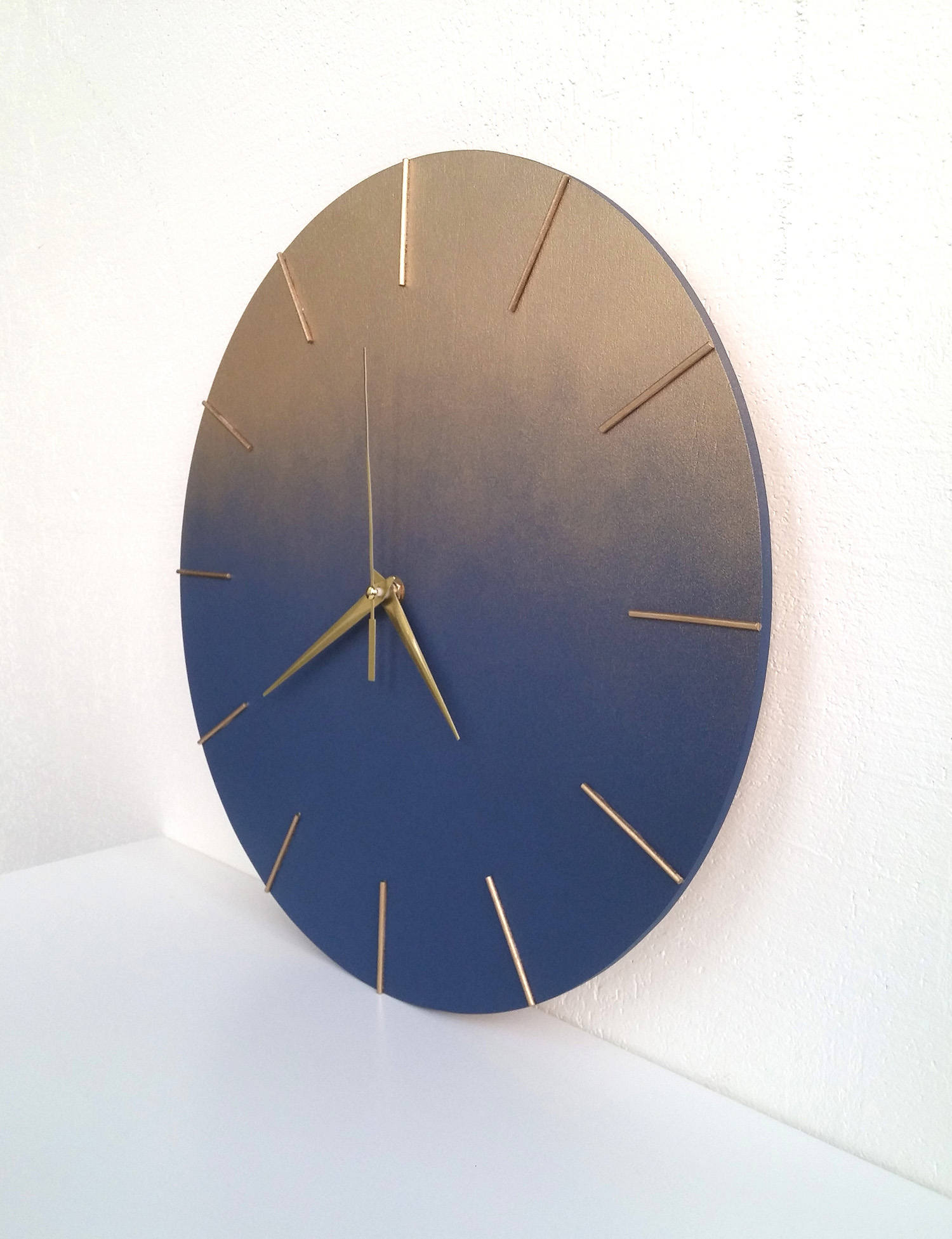 Modern Wall Clock Golden Blue or Gold Green Unique Clock Etsy