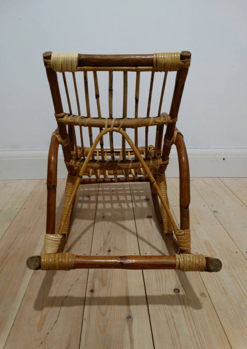 Vintage Children's Bamboo/wicker Rocking Chair Etsy