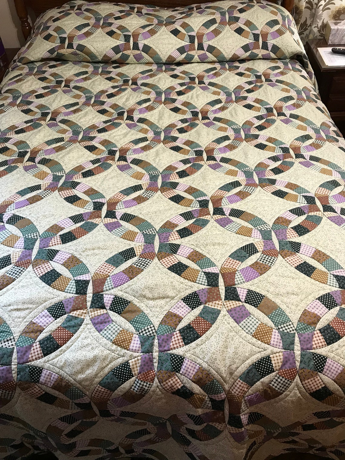 King Double Wedding Ring Quilt or Queen Comforter Shades of Etsy