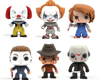 pack of 6 funko style horror characters - stl printable