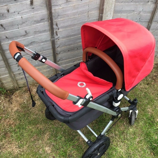 Leather look handle & bumper bar covers to fit a bugaboo Cameleon pram