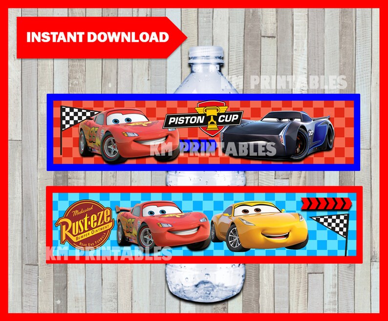 printable disney cars 3 water bottle labels instant download etsy