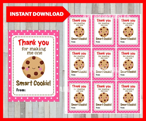 Printable One Smart Cookie Tags Printable Thank You For | Etsy