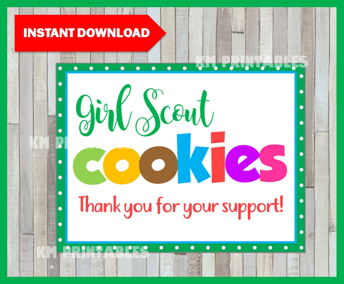 Girl Scout Cookie Thank You Card Blank Note Cards Printable Etsy