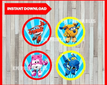 Druckbare Super Wings Cupcakes Toppers sofortiger download, Super Wings Party Toppers, druckbare Super Wings Toppers