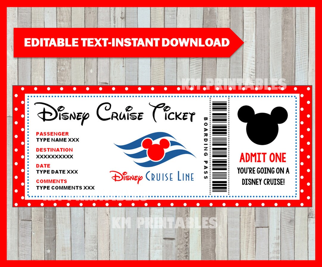 Cruise Ticket, Disneycruise Mickey Mouse, Surprise Gift Ticket