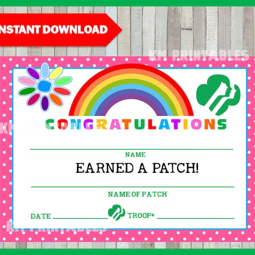 Printable Girl Scouts First Year Daisy Certificate Girl | Etsy