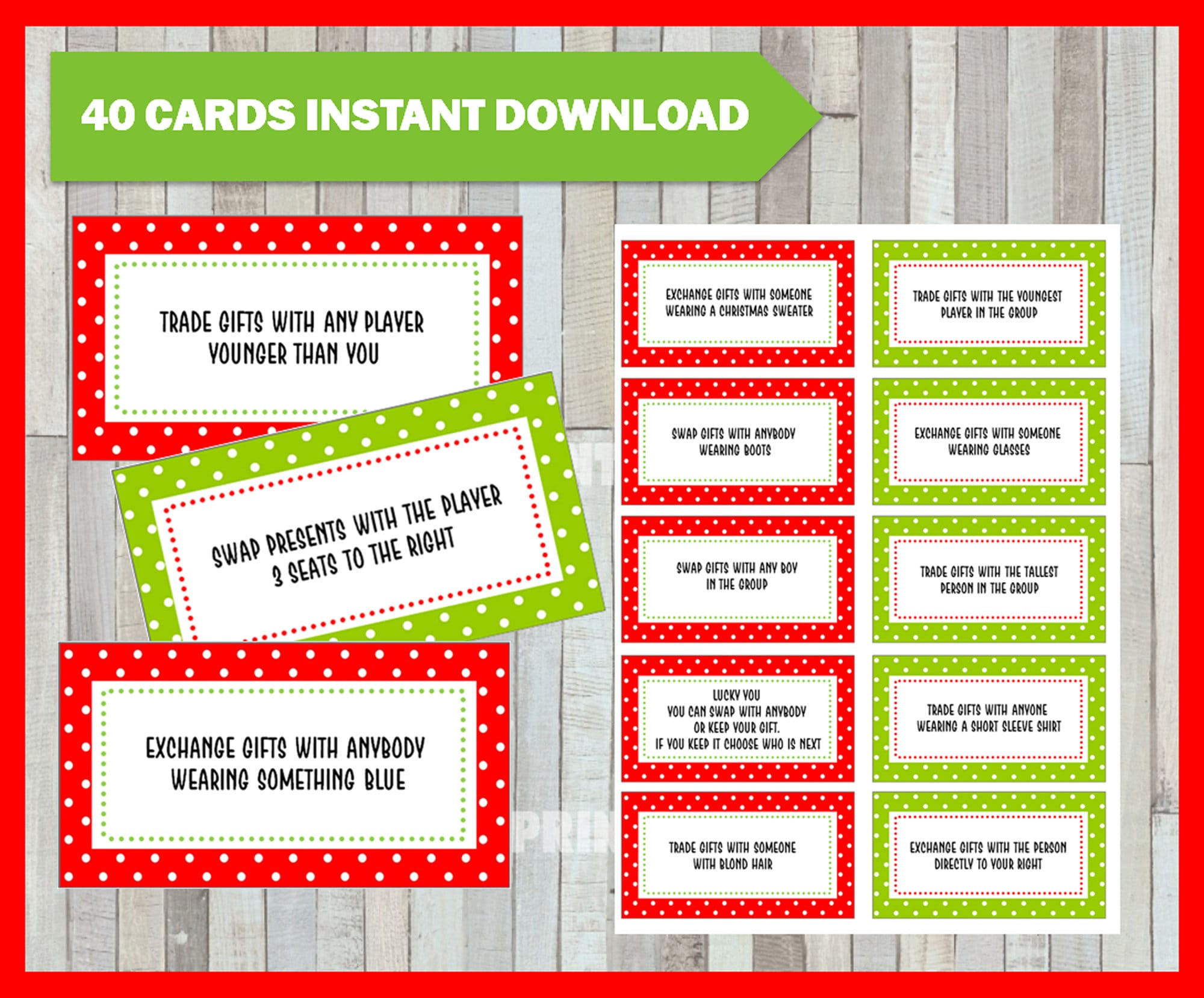 Gift Exchange Chaos 40 Printable Gift Exchange Cards for Christmas Gift Exchange Chaos 40 Printable Gift Exchange Cards for Christmas