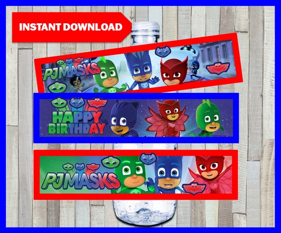 Printable Pj masks Water Bottle labels instant download Pj | Etsy