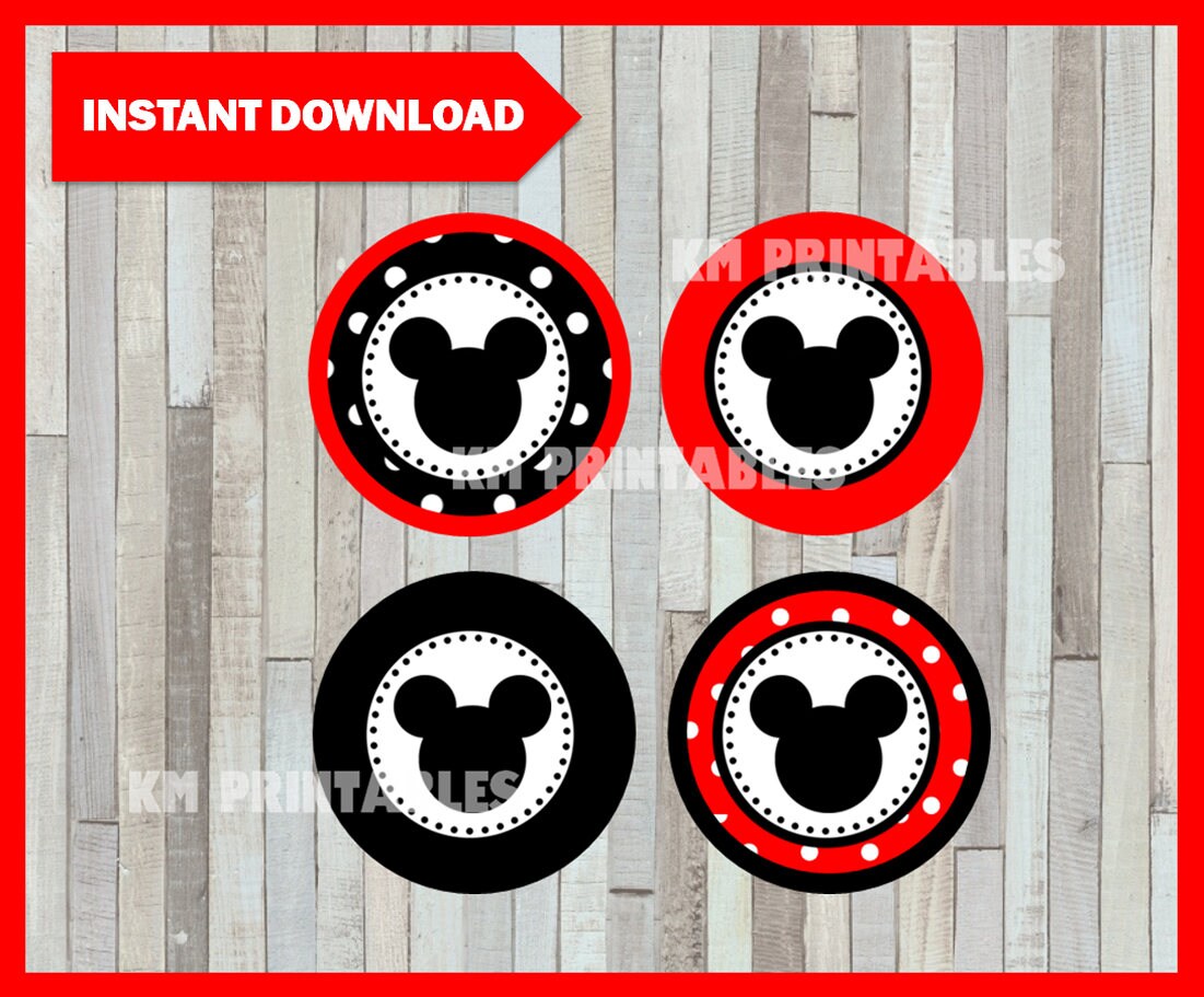 Printable Mickey Mouse Cupcakes Toppers Instant Download - Etsy