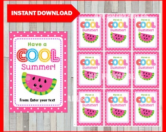 Have a Cool Summer Tag, End of School Year Tag, Candy Tag, End of Year Treat Tag, Printable End of Year Favor Tag, Kids Tags for school