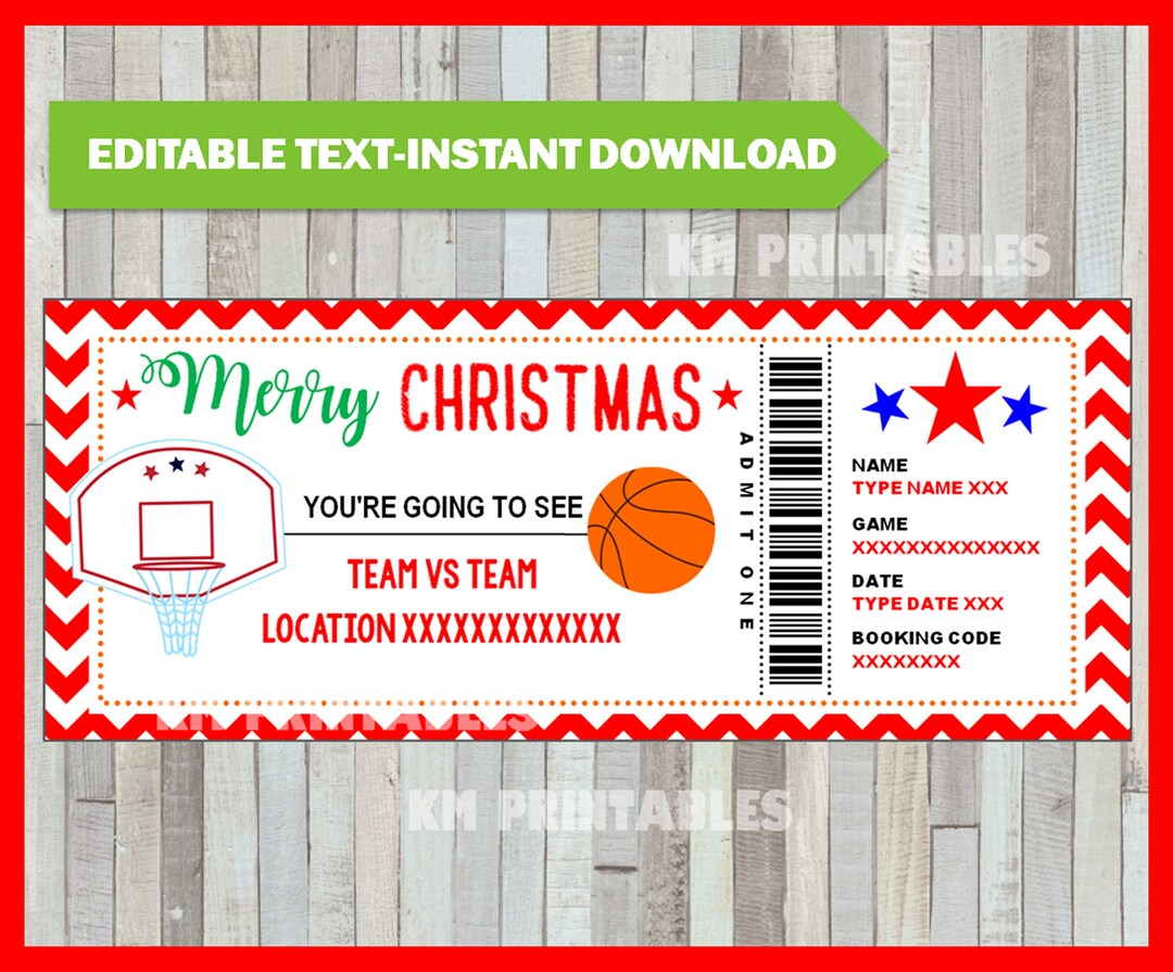 Basketball Game Ticket Christmas Gift Surprise Basketball - Etsy