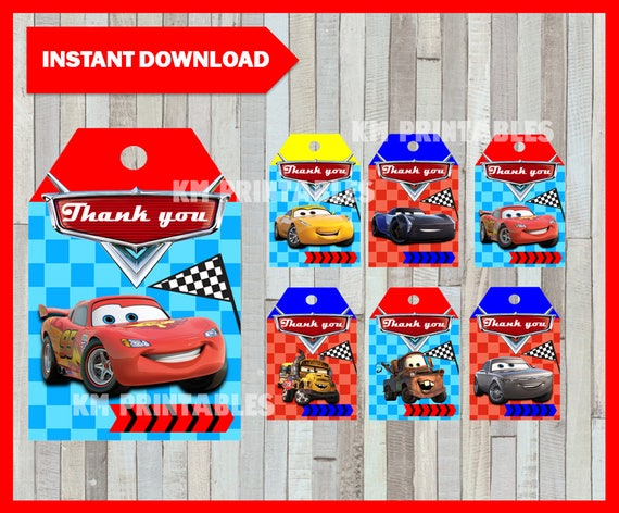 disney cars thank you tags