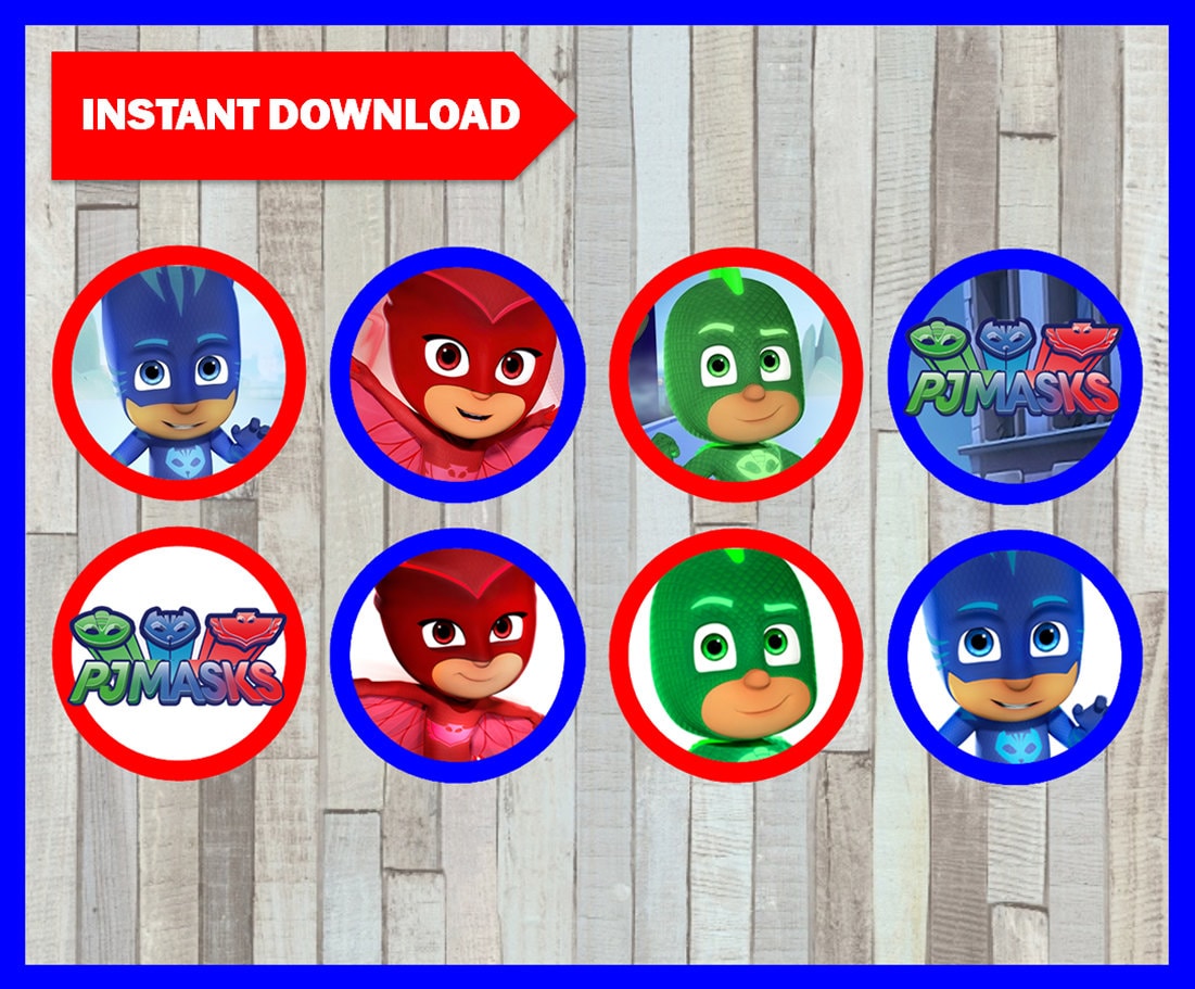 Printable Pj masks Cupcakes toppers instant download Pj masks | Etsy
