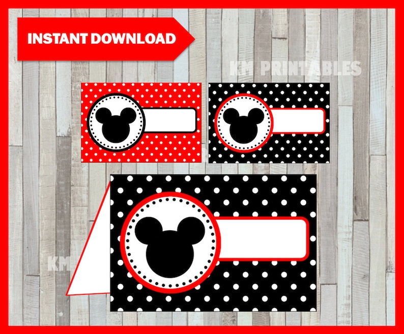 Printable Mickey Mouse Food labels instant download Mickey | Etsy