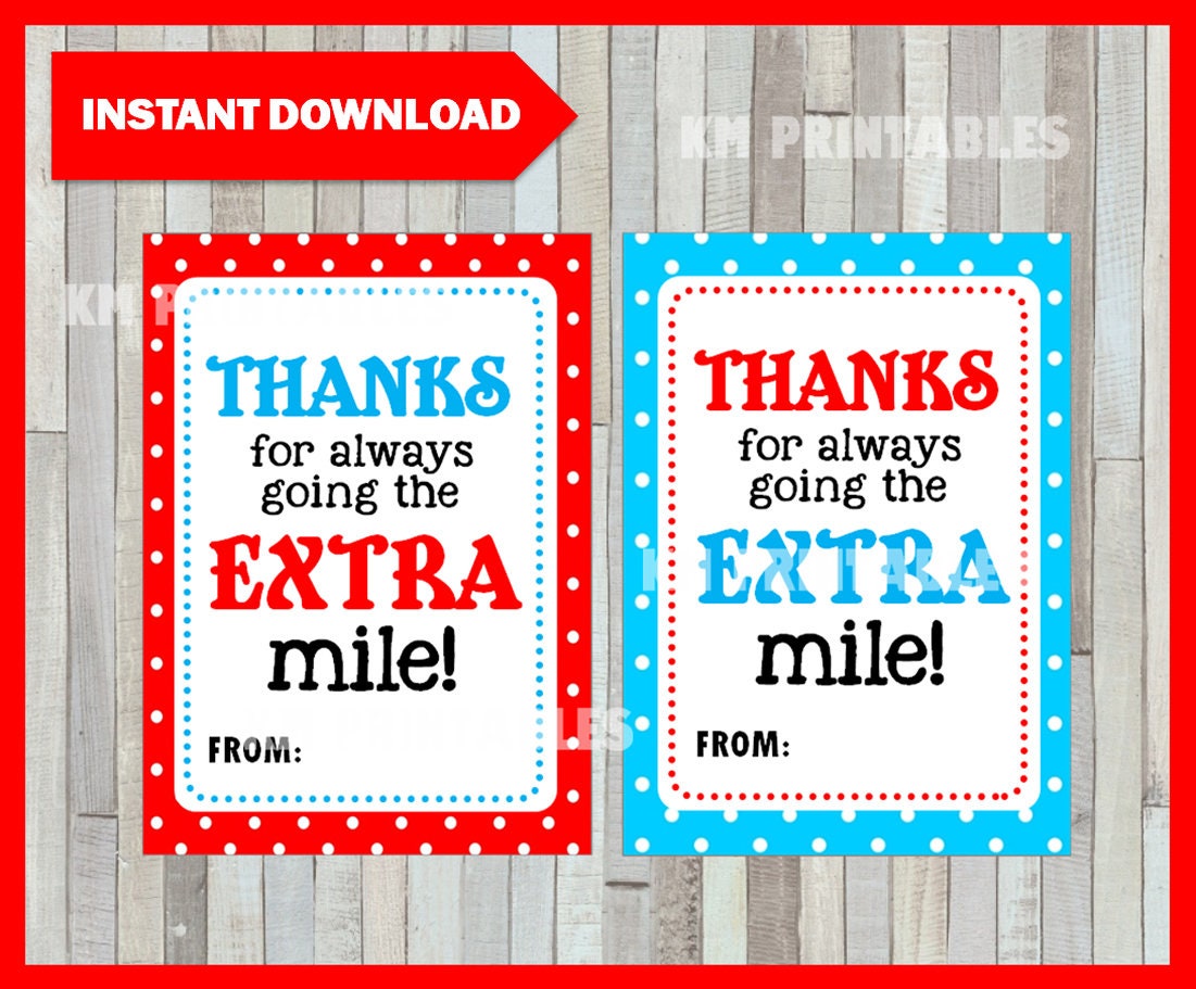 Thanks For Going The Extra Mile Teacher Appreciation Gift Etsy Uk