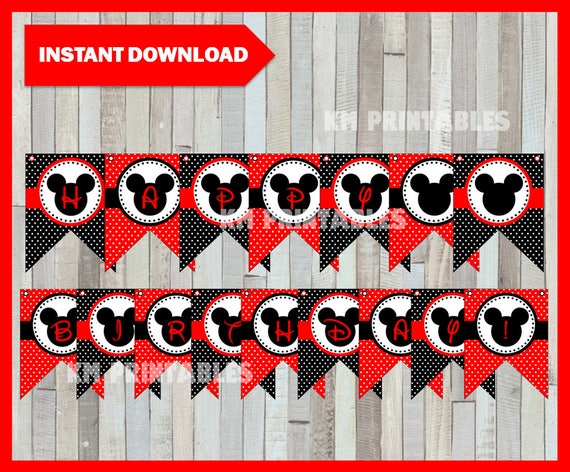 Printable Mickey Mouse Banner instant download Mickey Mouse | Etsy