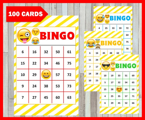 Emoji Bingo Game 100 Cards Emoji Bingo Cards Instant Etsy - roblox bingo game printable 30 different cards party game printable half page size instant download