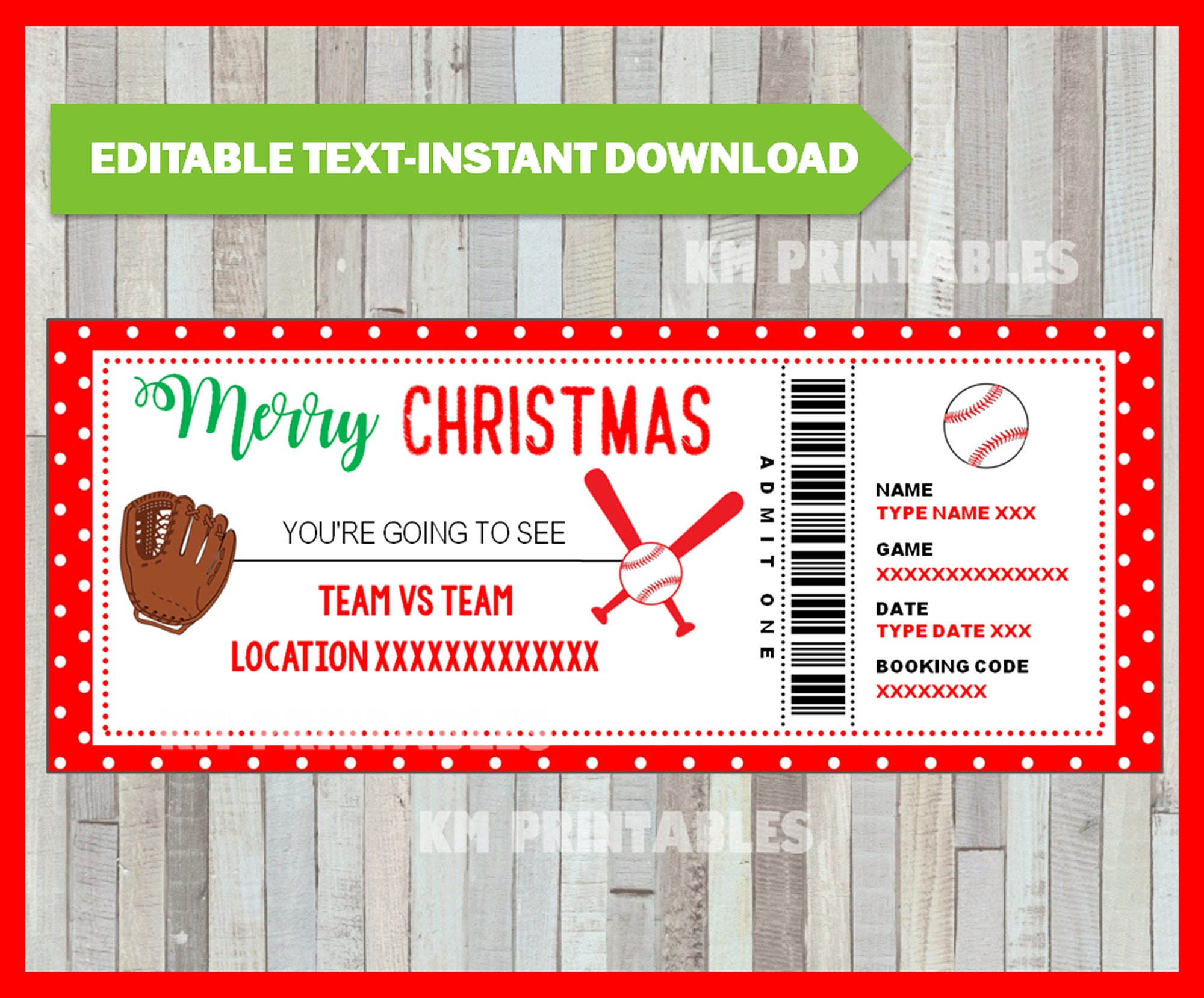 Baseball Game Ticket Christmas Gift Surprise Baseball Game Etsy UK