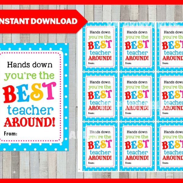 Hands Down The Best Teacher Tag Download Etsy