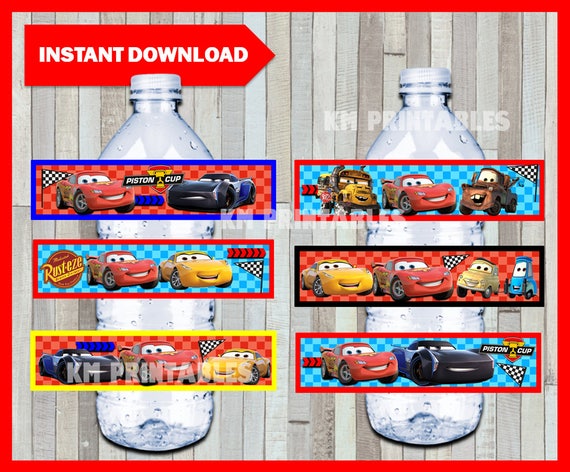 printable disney cars 3 water bottle labels instant download etsy