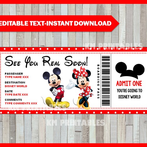 Printable Ticket to Disneyland Paris Boarding Pass Surprise - Etsy Ireland