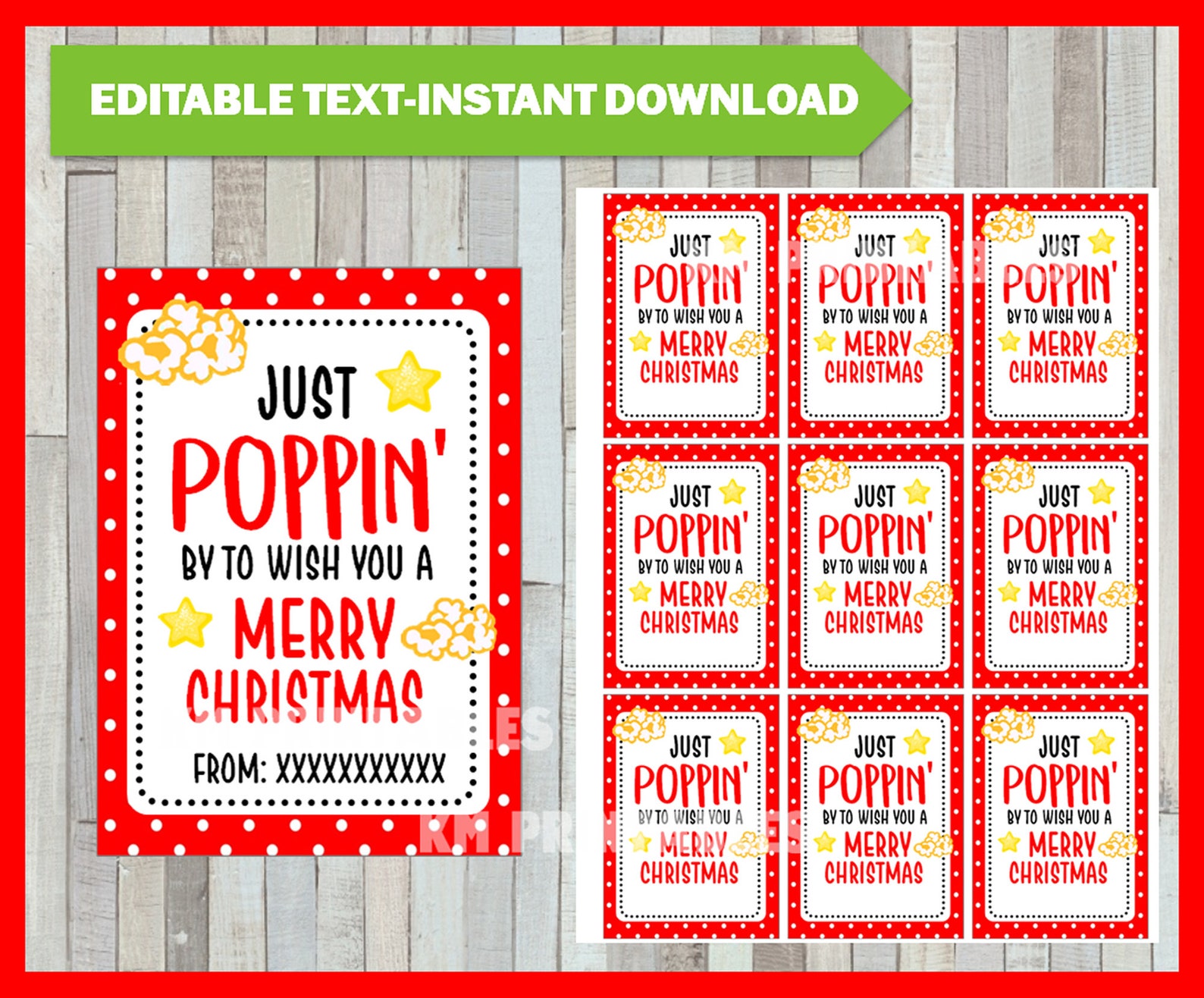 Christmas Neighbor Gifts Popcorn Tags Friends Holiday Etsy