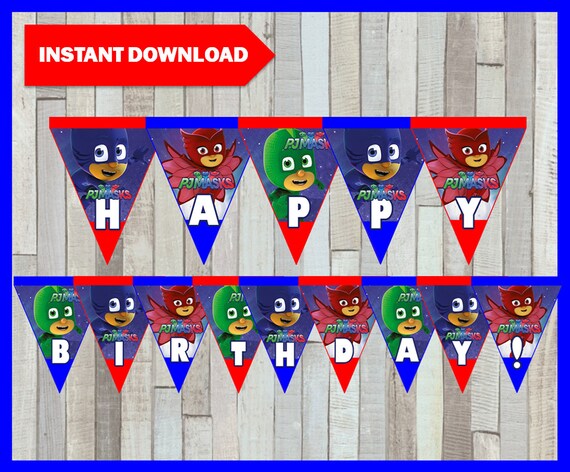 Printable Pj masks Banner instant download Pj masks Birthday | Etsy