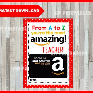 Amazon Gift Card Holder, From A to Z You're the Most Amazing Teacher ...