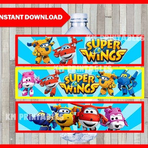 Printable Super Wings Water Bottle labels instant download, Super Wings party bottle labels, Printable Super Wings Bottle labels